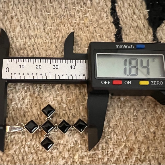 ❤️ Black Onyx Cross Sterling Southwestern Navajo Six Stone 1.84”L Pendant 4.9G - Picture 12 of 14